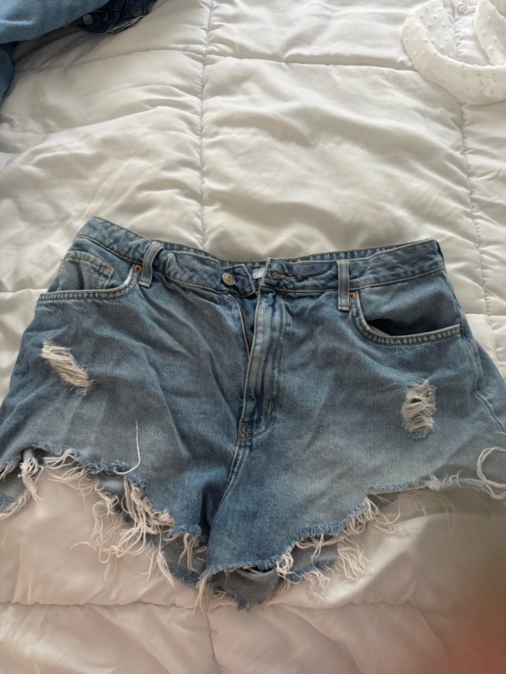 Forever 21 Light Blue Distressed Cutoff Denim Shorts